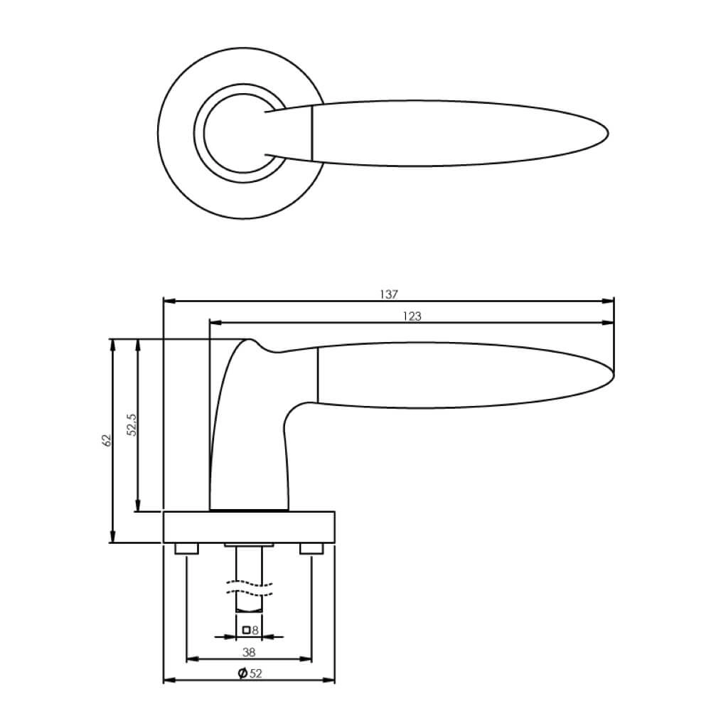 Landelijke deurklink Elen chroom op rozet Intersteel 8714186149140