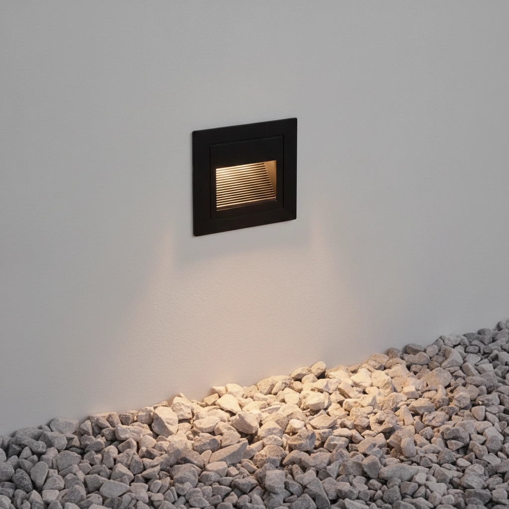 Vierkante inbouwlamp Mono zwart