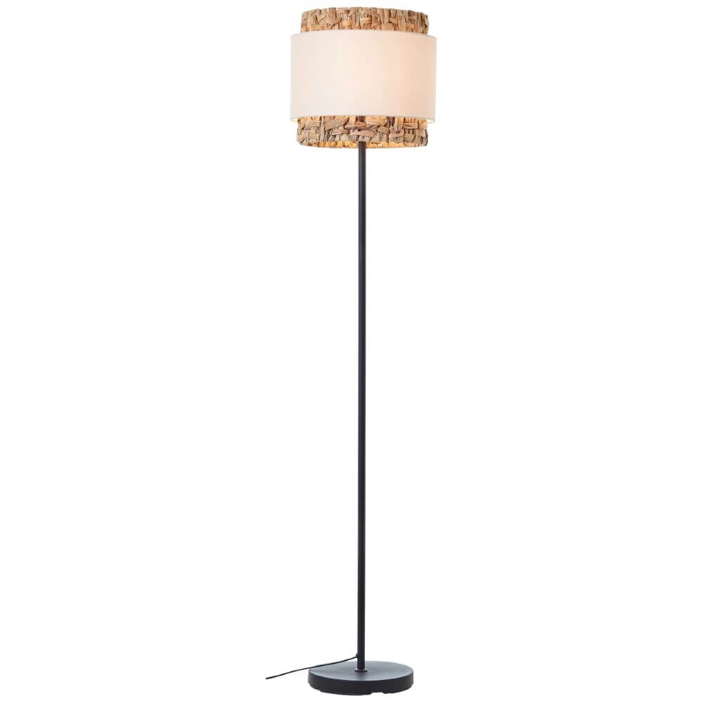 Vloerlamp Waterlilly rotan met witte stof Brilliant 4004353411960