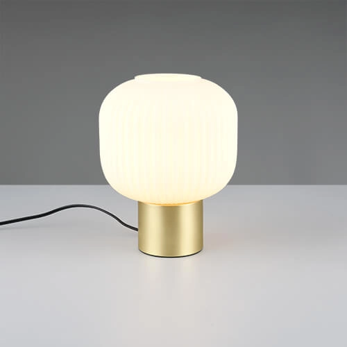 Trendy tafellamp Diva goud met wit glas