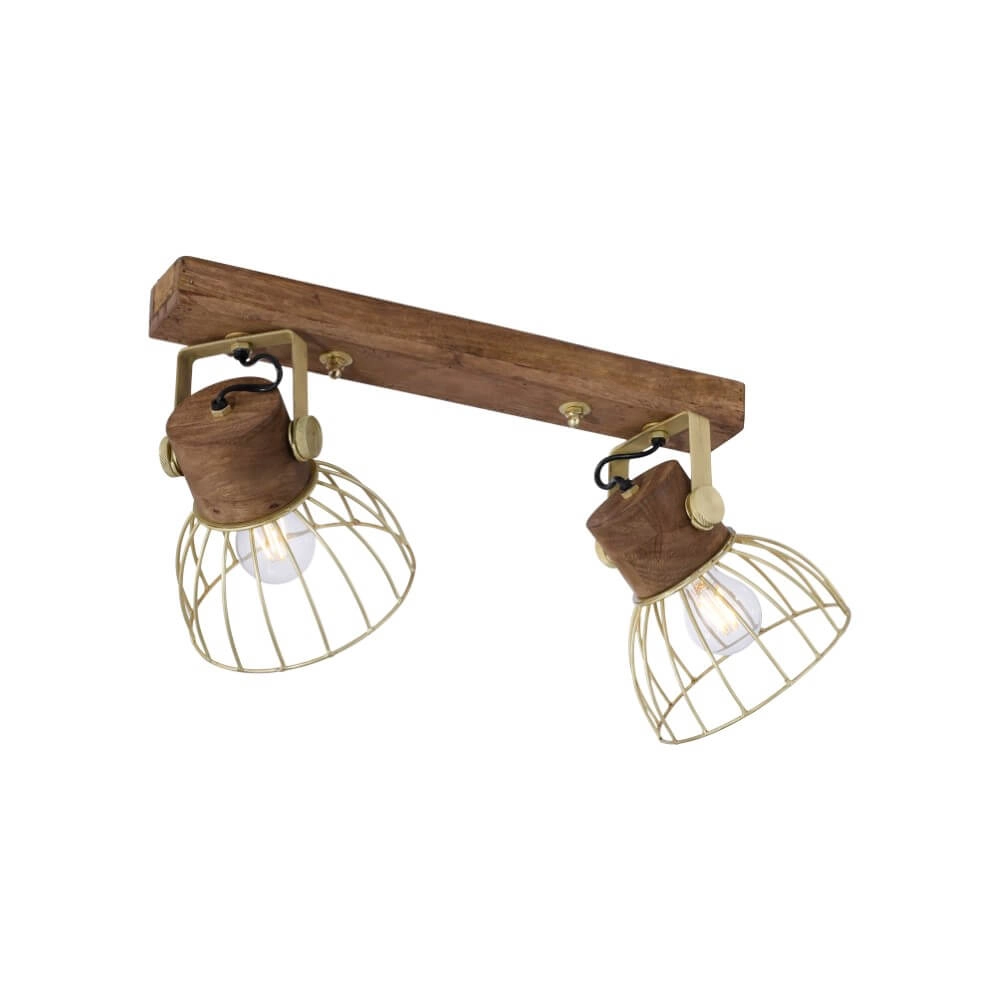 Plafondlamp Alami bruin messing 2-lichts
