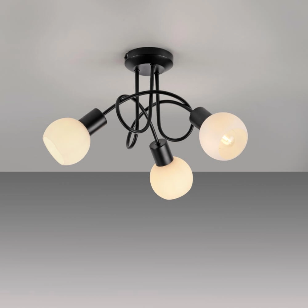 Zwarte plafondlamp Loki 3-lichts krul Just Light 4043689000783