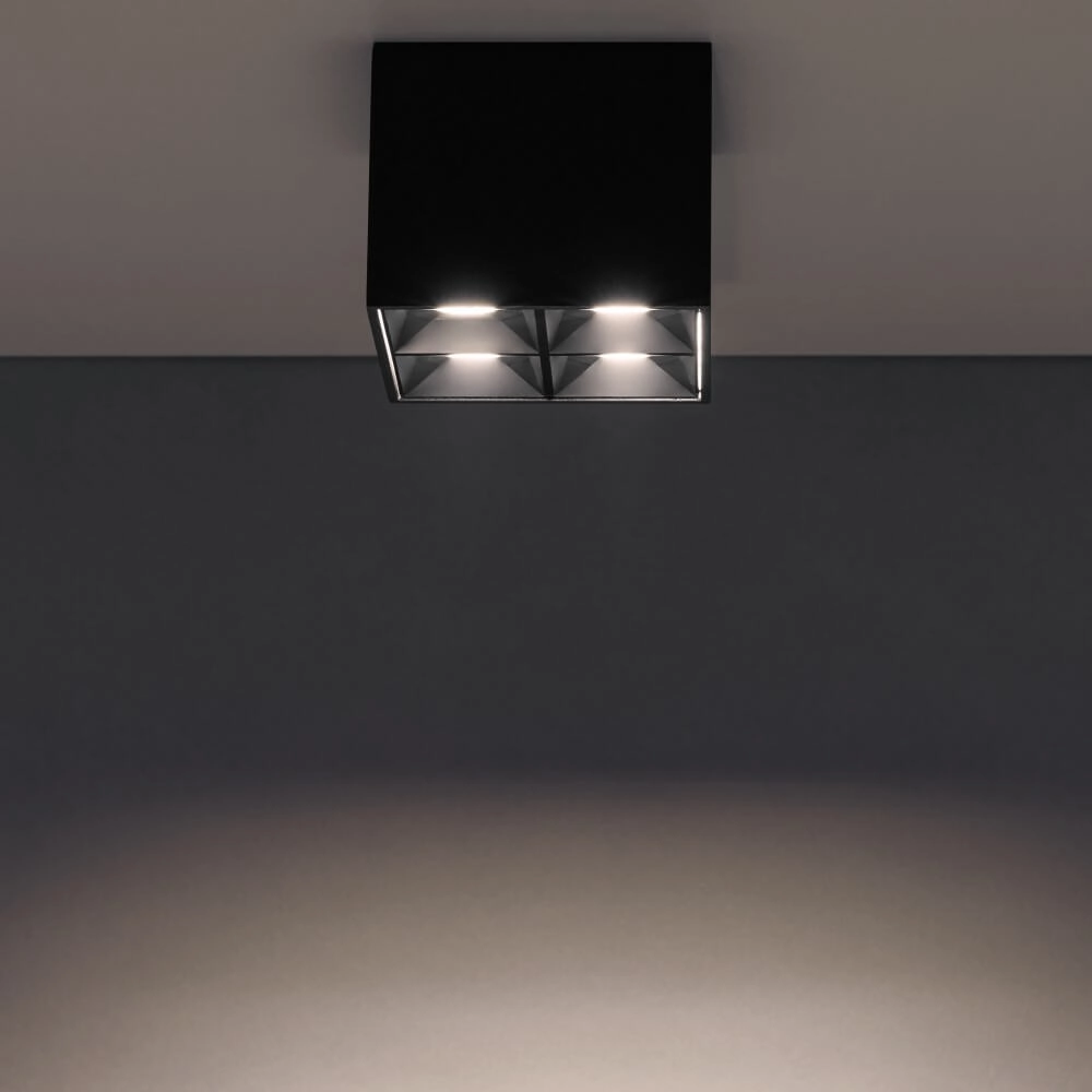 Zwarte opbouwspot Midi Led 2x2 leds - 4000K Lyora 5903139100571