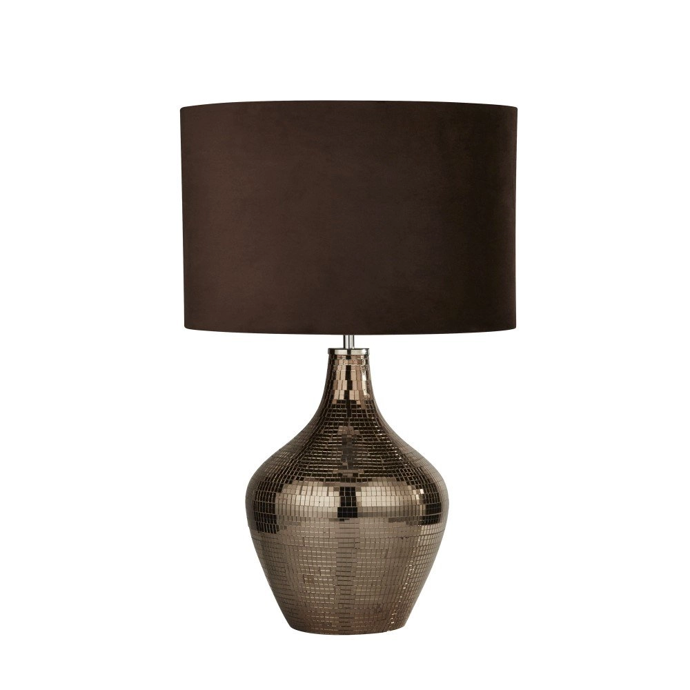 Landelijke schemerlamp Table 30cm mozaik met bruin Searchlight 5053423161341