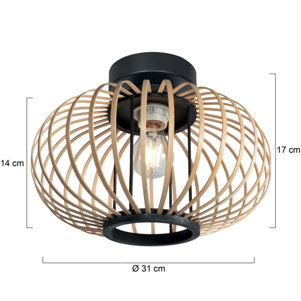 Plafondlamp Silva met bamboe kap Ø31cm Steinhauer 8712746182965