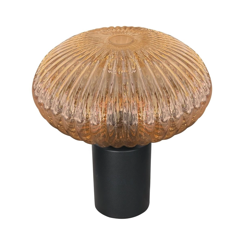 Tafellamp Bloeba zwart met amber glas