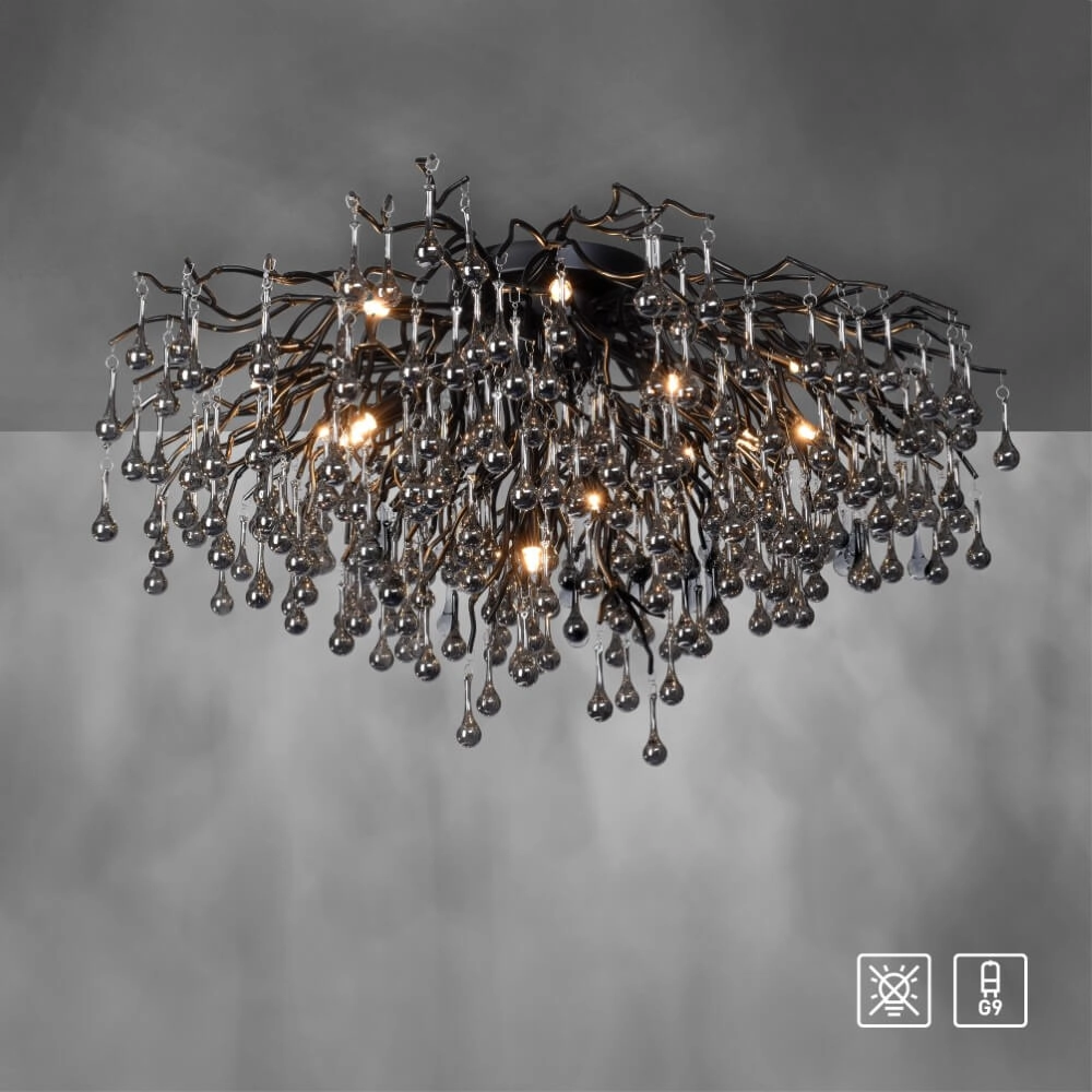 Kroonluchter Icicle zwart 100cm Paul Neuhaus 4012248377581