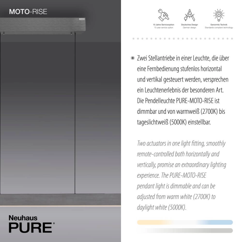 Design hanglamp Pure Moto-Rise grijs Paul Neuhaus 4012248366653