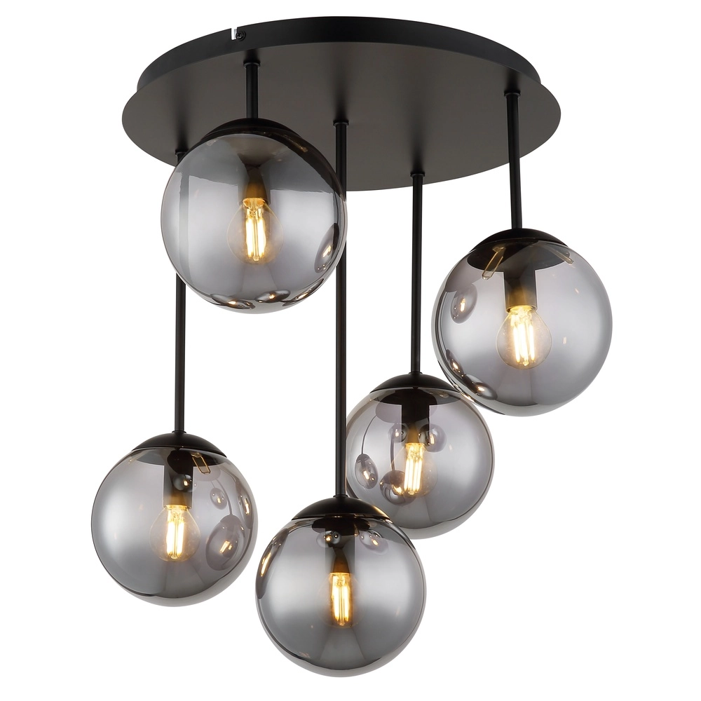 5-lichts plafondlamp Harmon zwart