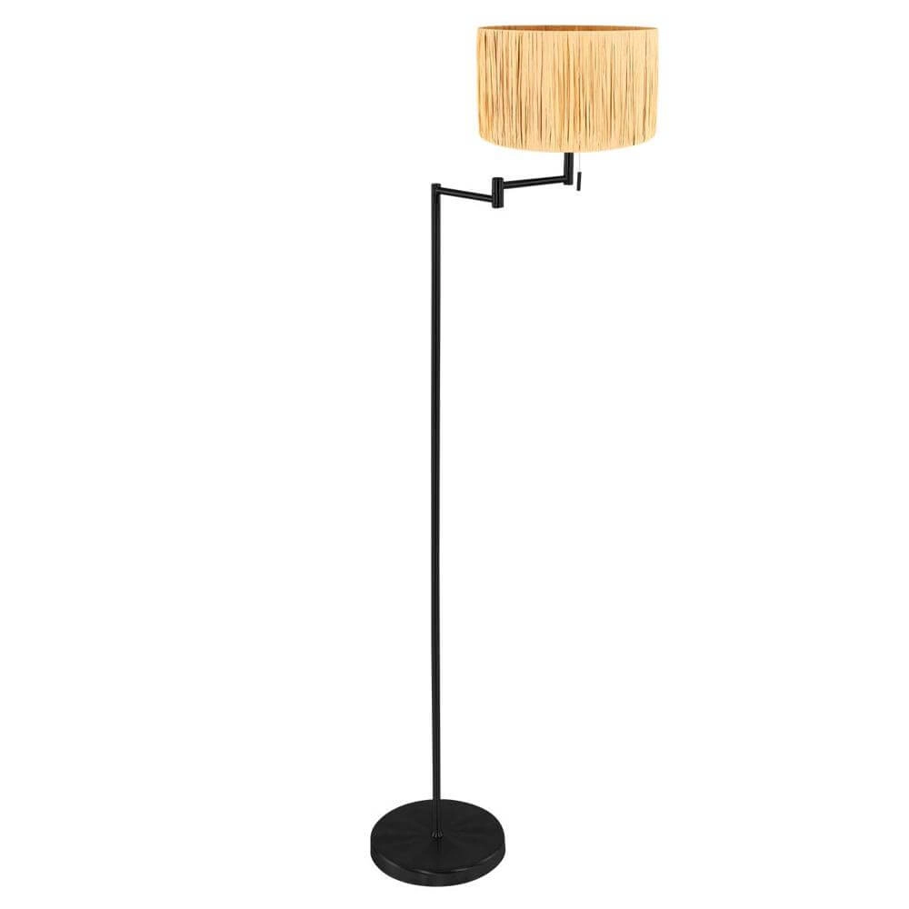 Vloerlamp Bella zwart met strokleurige kap