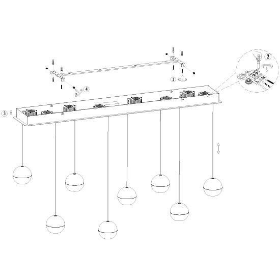 Eettafel hanglamp 115cm Belluno 8-lichts led - zwart Steinhauer 8712746184020