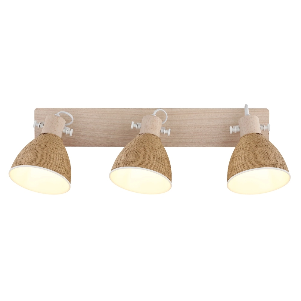 Plafondlamp Lyndon 3-lichts wit met rotan Globo 9007371586745