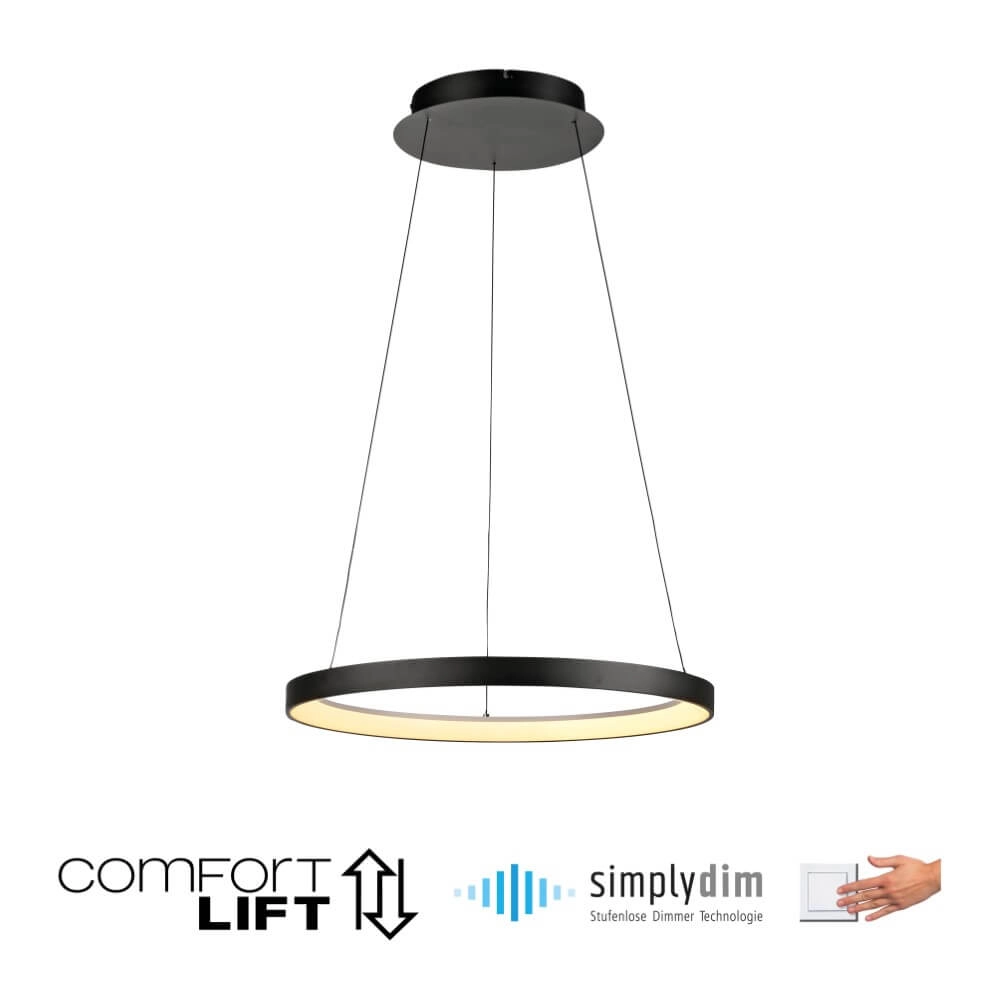 Ronde hanglamp Hoop zwart Paul Neuhaus 4012248384695