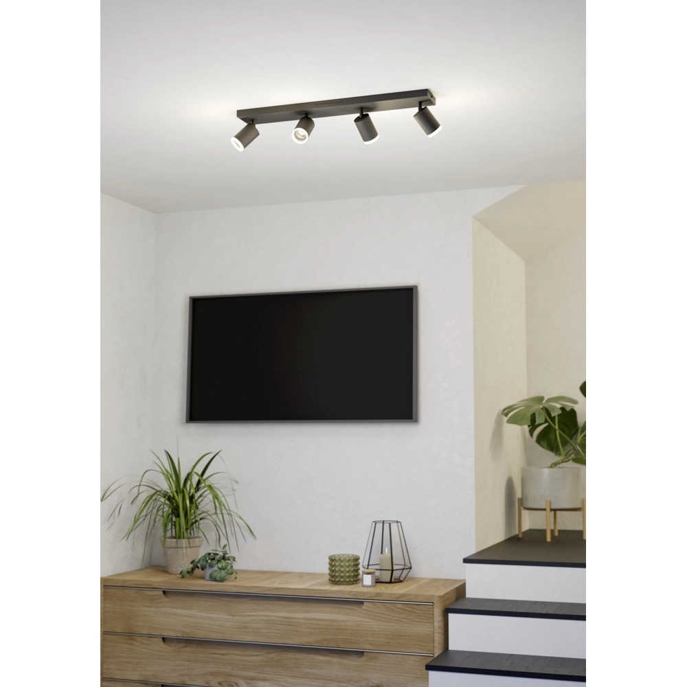 Smart opbouwspot Melitello-Z zwart 4-lichts Eglo 9008606358137