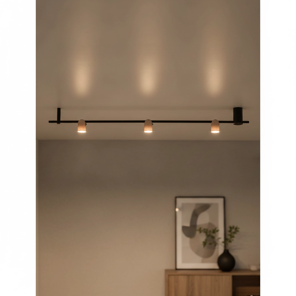 Plafondlamp Sirmos zwart met mokka bruin