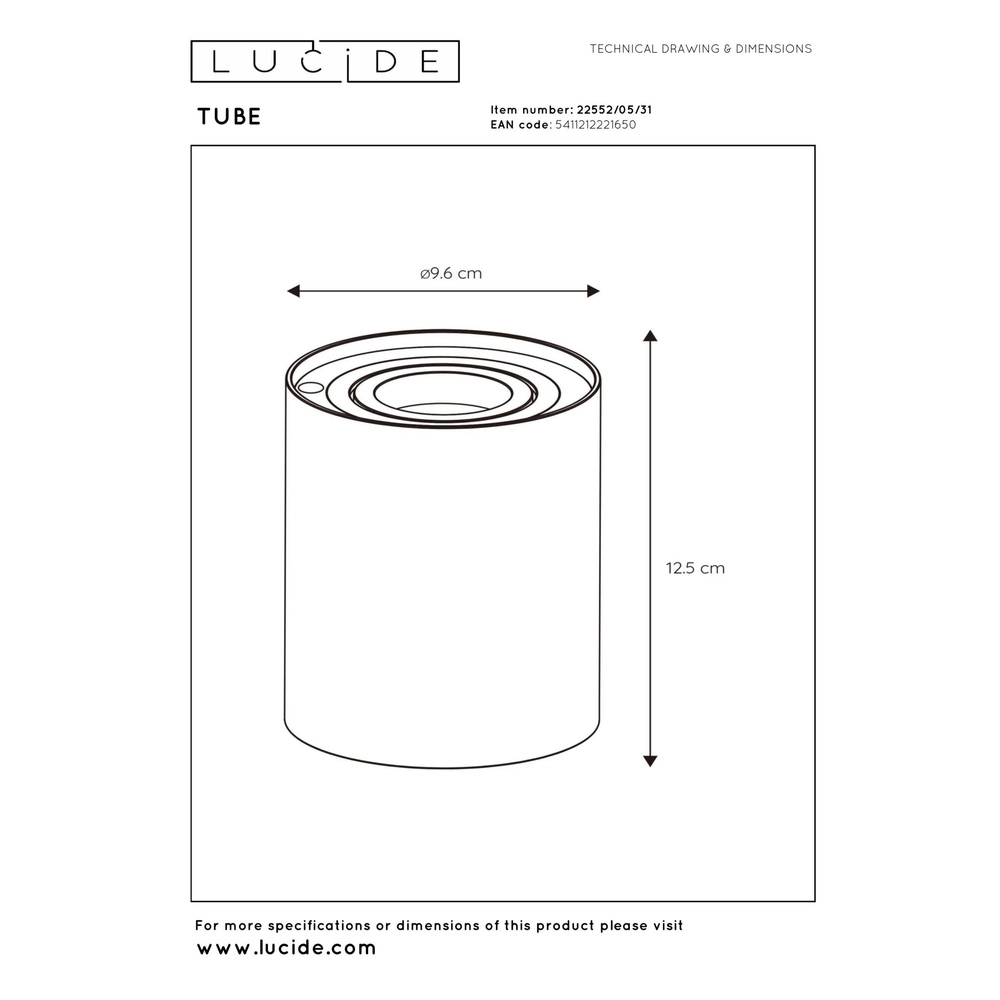 Design tafellamp Tube wit Lucide 5411212221650