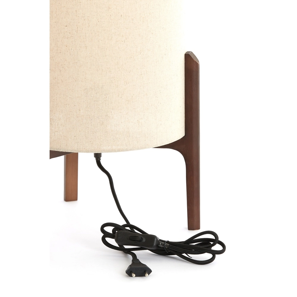 Schemerlamp Litto Ø 28cm - walnoot met naturel linnen Light & Living 8717807792695