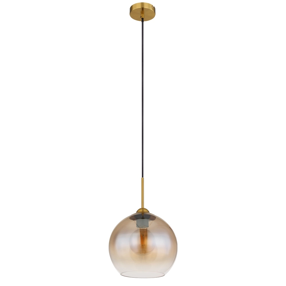 Gouden hanglamp Jamessa enkel met amber glas Globo 9007371441686