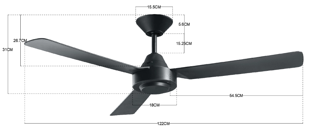 Plafondventilator zwart Calypso Ø 122cm IP20 Beacon 9333509129769