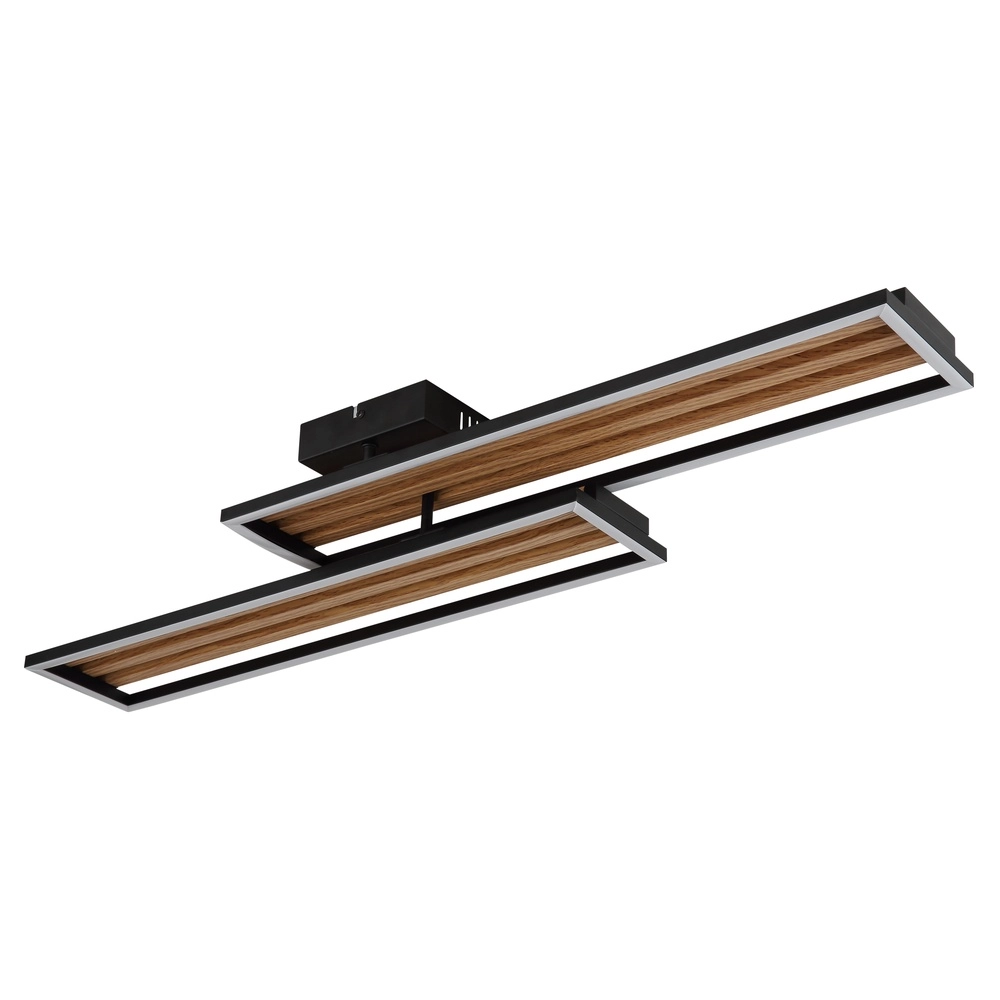 Moderne plafondlamp Dakari I zwart met hout 90cm Globo 9007371528783