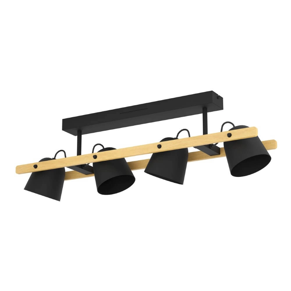 4-lichts plafondlamp Hornwood-Z zwart