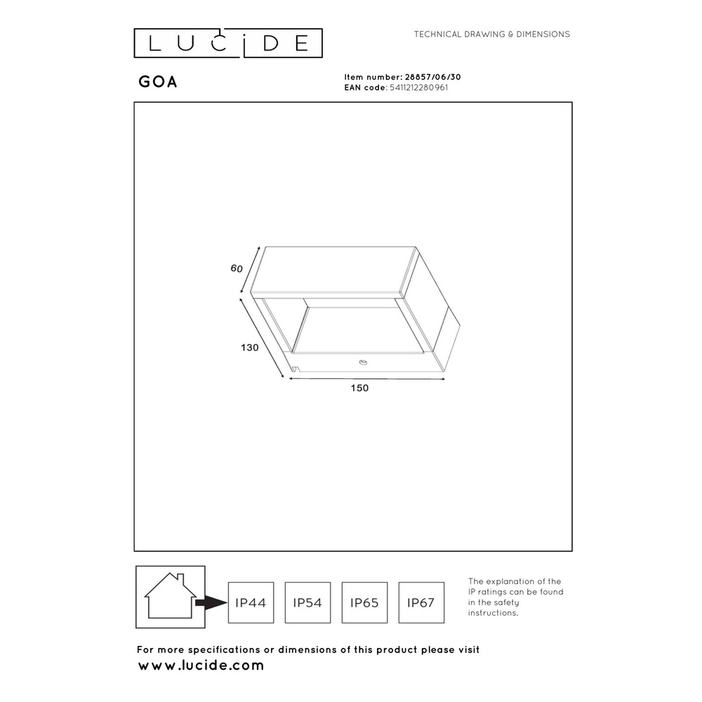 Design wandlamp Goa antraciet Lucide 5411212280961