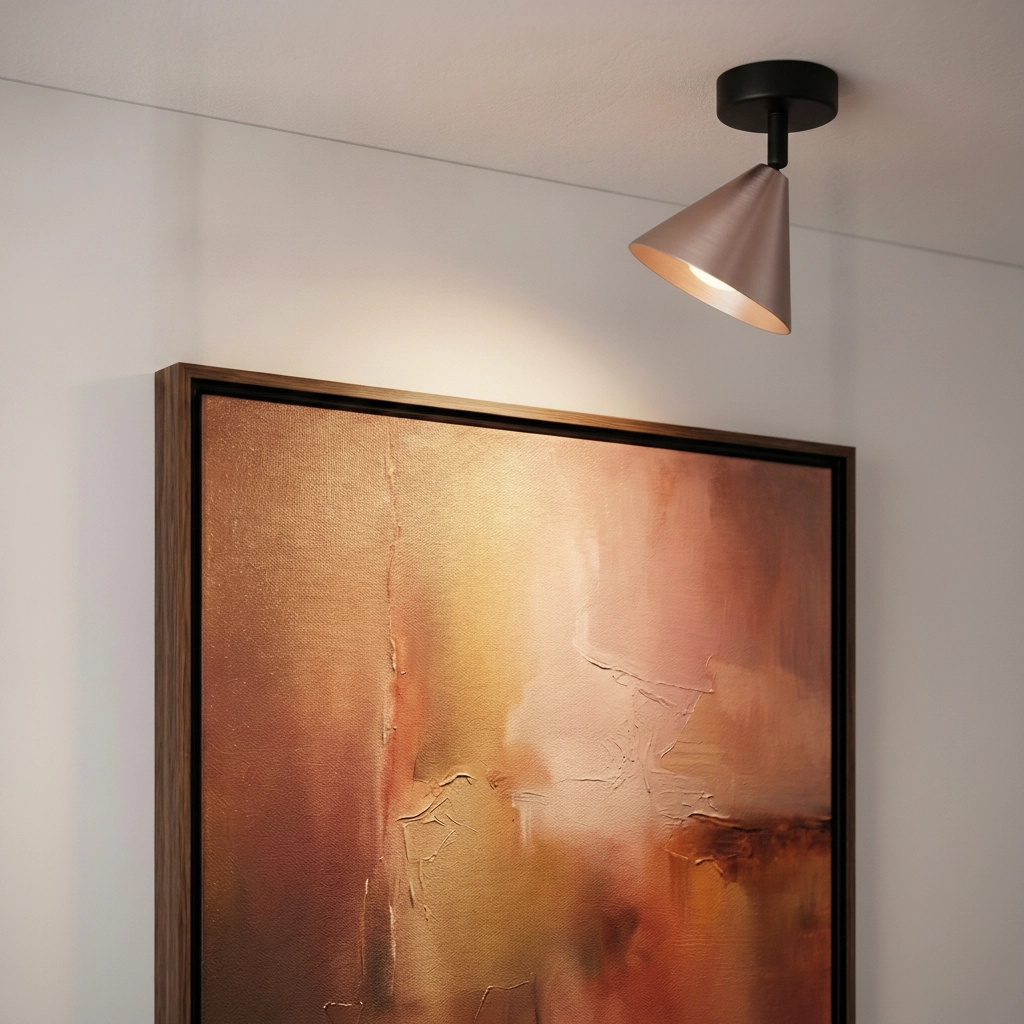 Plafondlamp Conico zwart met koffiebruin