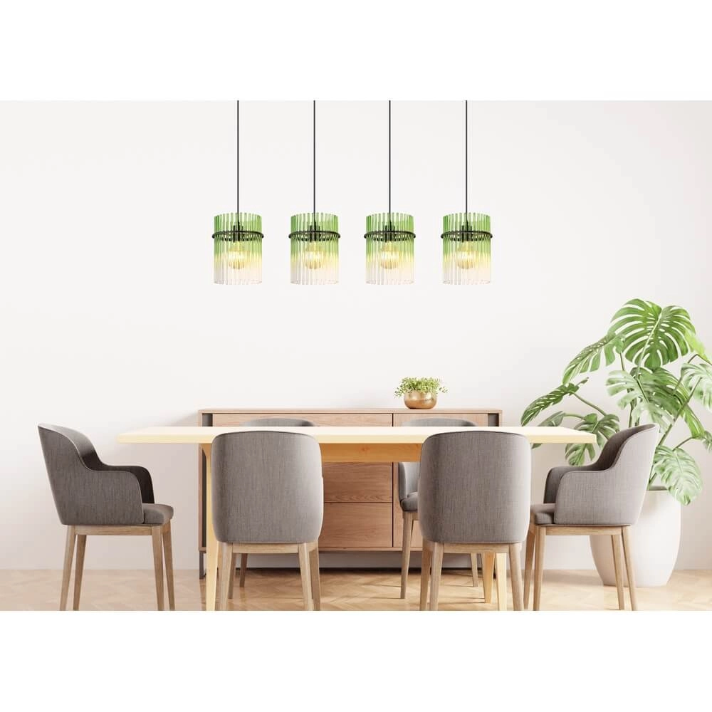 Zwarte hanglamp Gorley met groen glas 4-lichts Globo 9007371465989