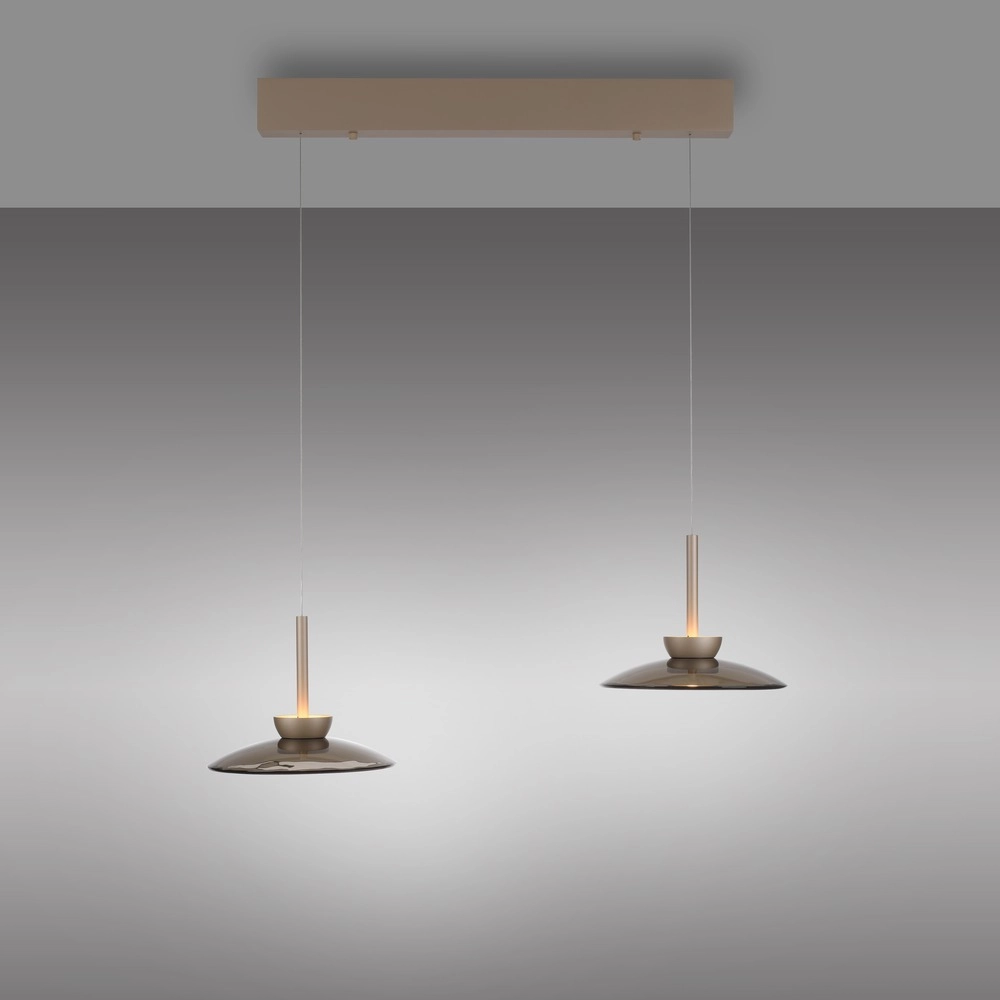 2L eettafel hanglamp Pure Moon bronce met amber glas Paul Neuhaus 4012248392980