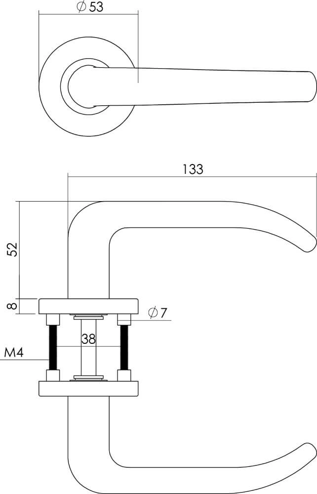 Deurklink Sabel rozet met nok RVS Intersteel 8714186131725