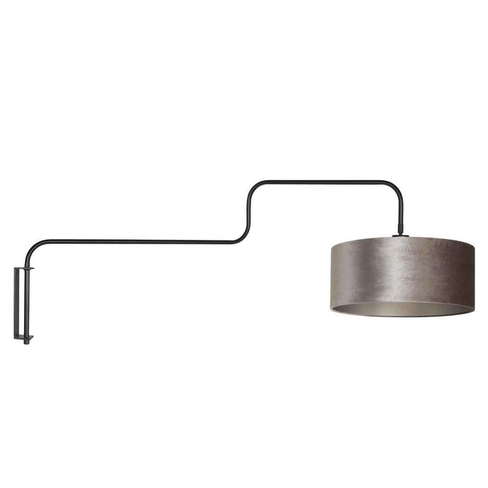 Wandlamp Bloeba zwart met zilvergrijze kap