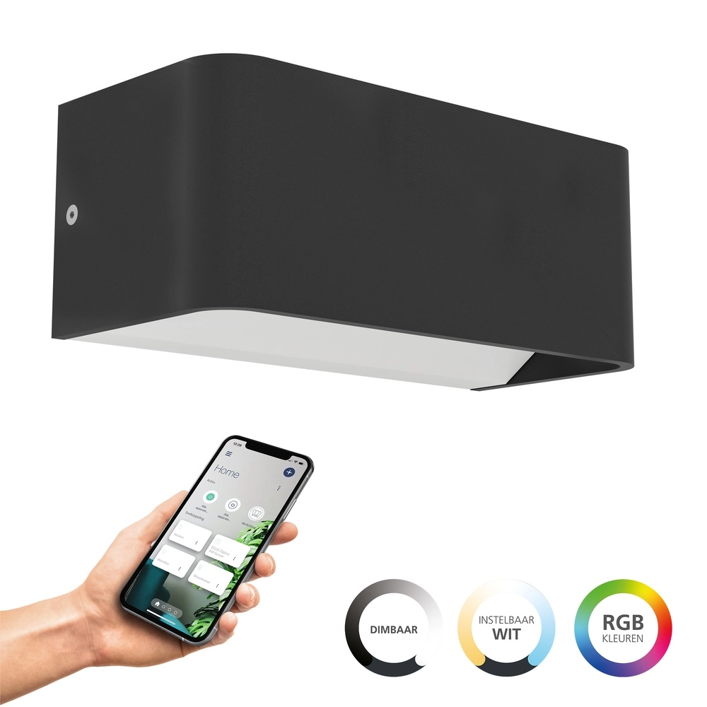 Slimme muurlamp Sania-Z zwart - led - 20cm