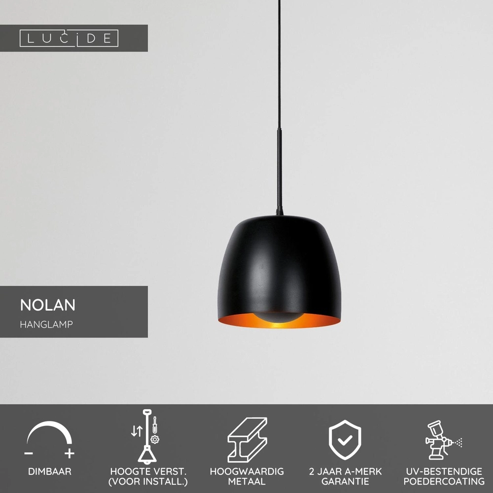 Hanglamp Nolan Ø 24cm zwart Lucide 5411212302878