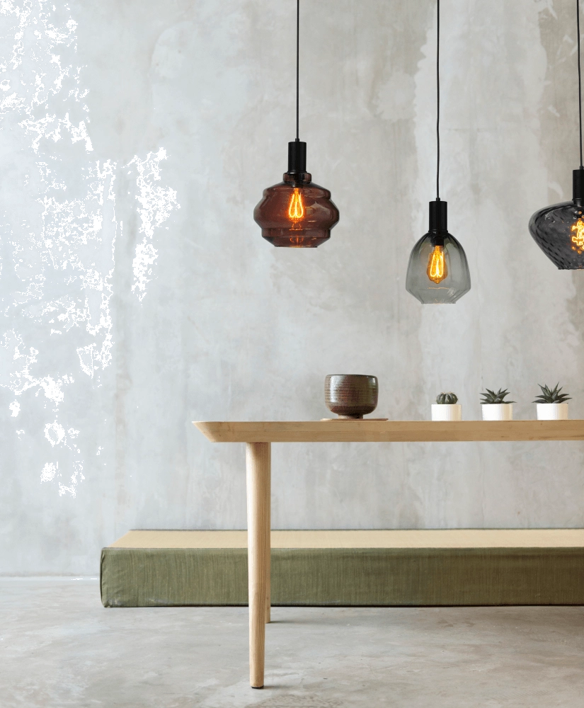 3-lichts hanglamp - zwart - Porto met verschillende glazen Masterlight 8718121270074