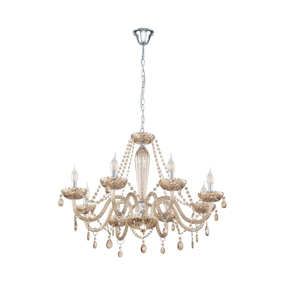 Cognac kroonluchter Basilano 8-lichts 82cm
