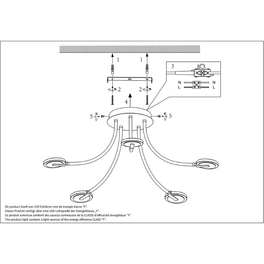 Flexibele led plafondlamp Turound zwart Steinhauer 8712746153200