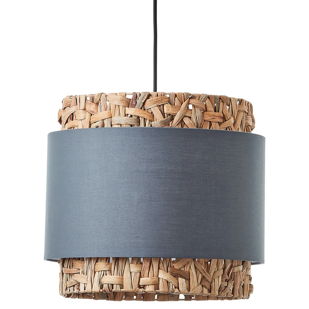 Hanglamp Waterlilly rotan met grijze stof
