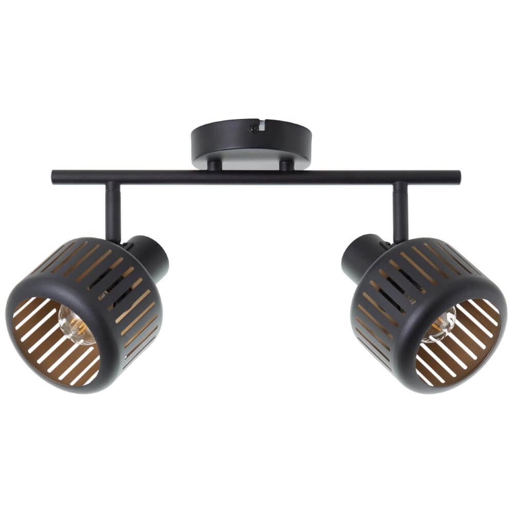 2-lichts plafondlamp Tyas zwart met goud Brilliant 4004353424328
