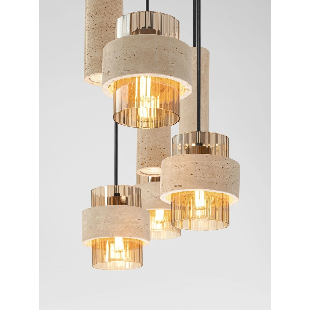 7-lichts hanglamp Melony modern zand bruin Lyora 5212063501263