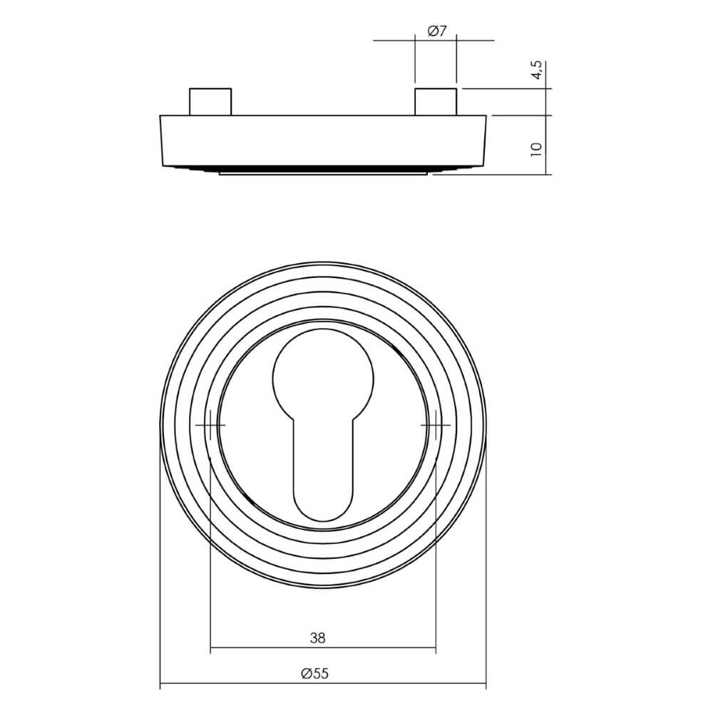 Cilinderrozet Tira rond oud grijs Intersteel 8714186579770