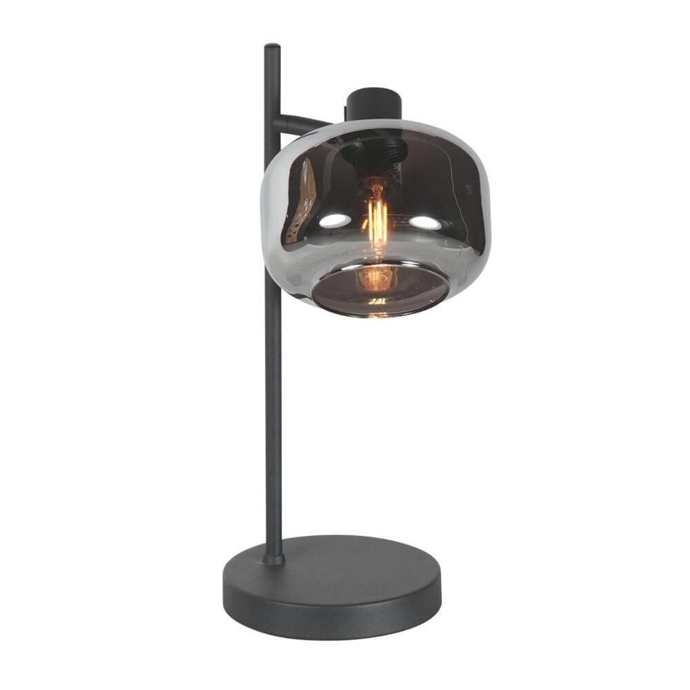 Zwarte tafellamp Tenebris met smoke glas Steinhauer 8712746178142