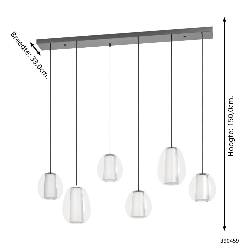 6-lichts hanglamp Menorca grijs Stars of Light 9008606360000