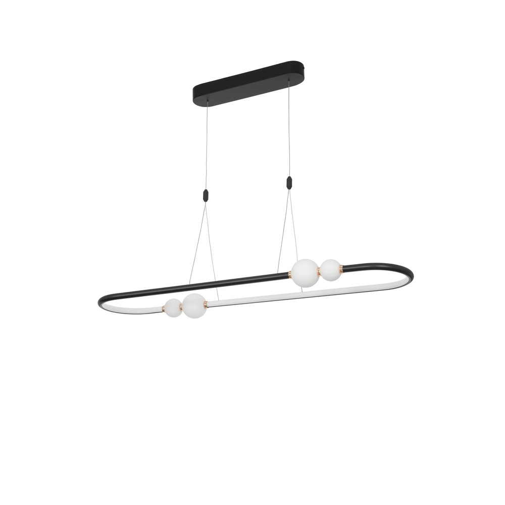 Hanglamp Celia zwart met wit ovaal Lyora 5212017429353
