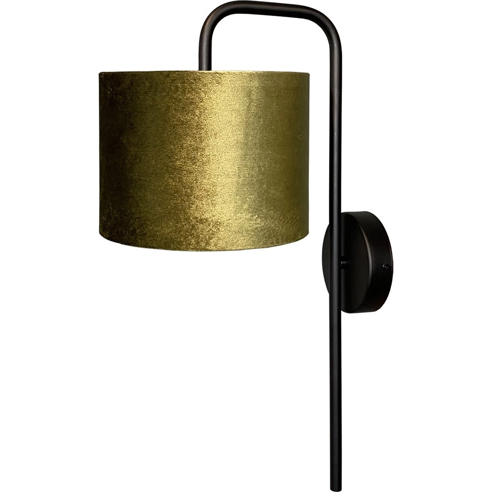 Zwarte wandlamp Venus met olijfgroene lampenkap