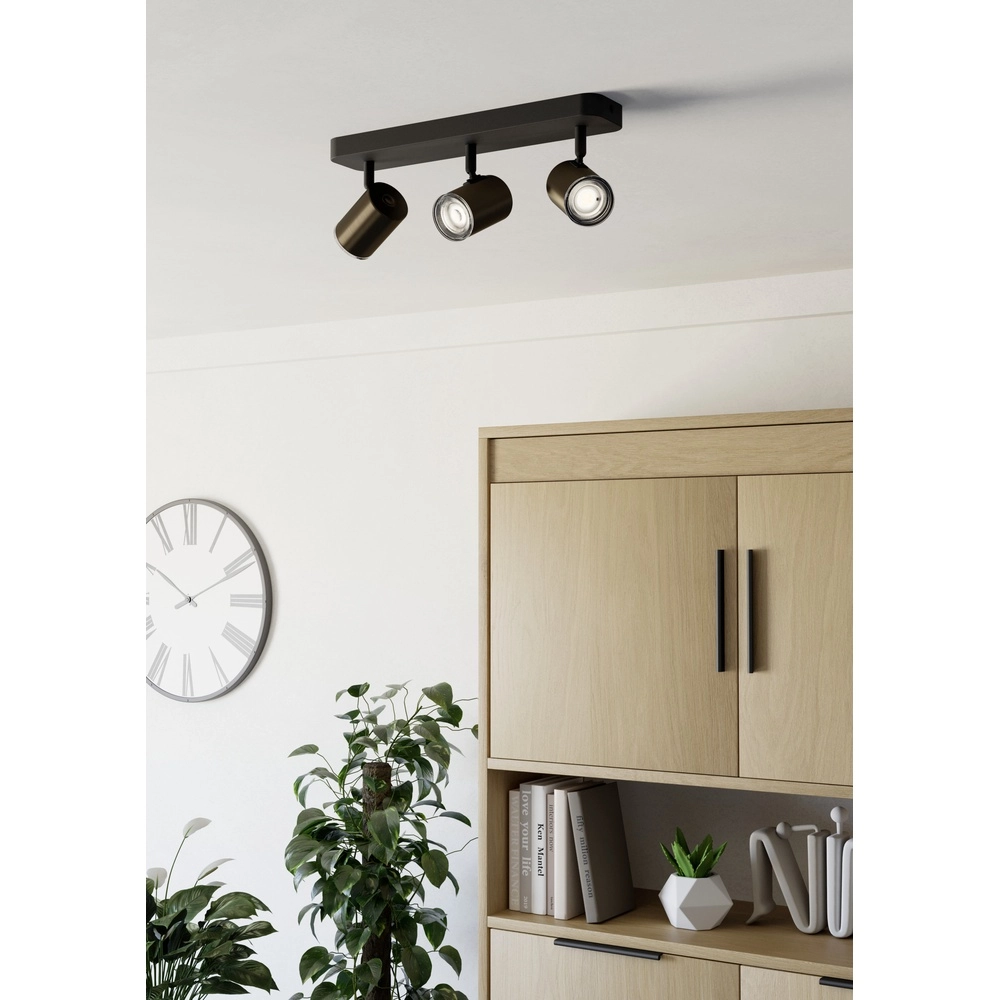 Badkamer spots Consuma 1 3x GU10 - zwart met brons Eglo 9008606365098