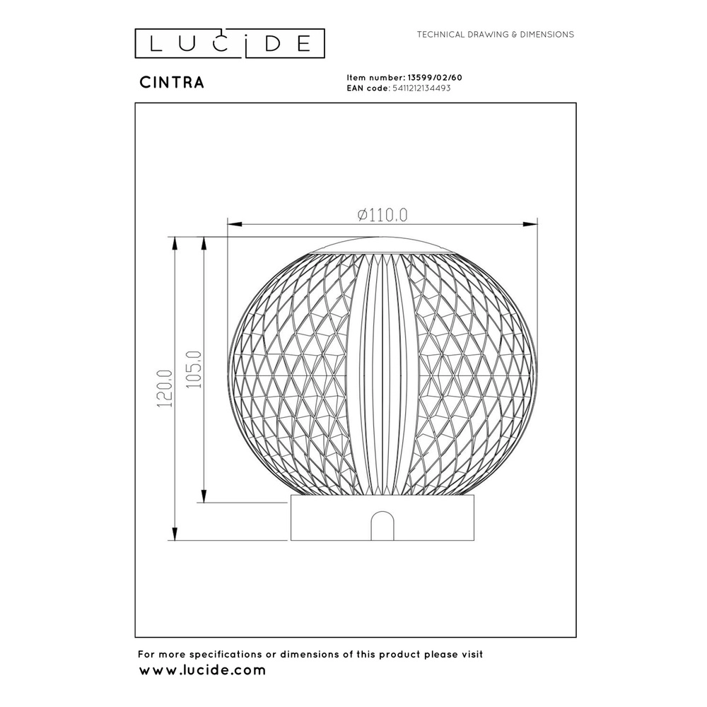 Gouden tafellampje Cintra oplaadbaar Ø 11cm - 2700K Lucide 5411212134493