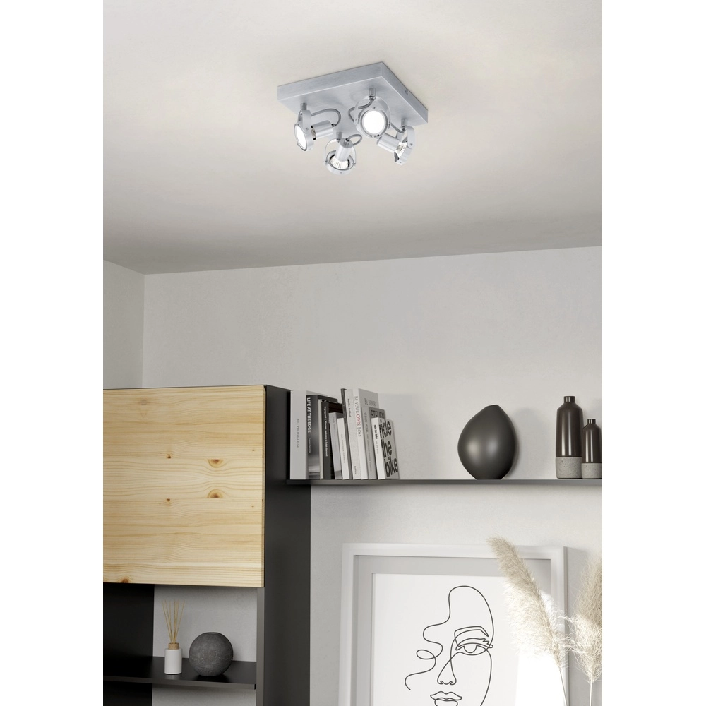 Vierkante plafondlamp Novorio geborsteld metaal Eglo 9002759946456