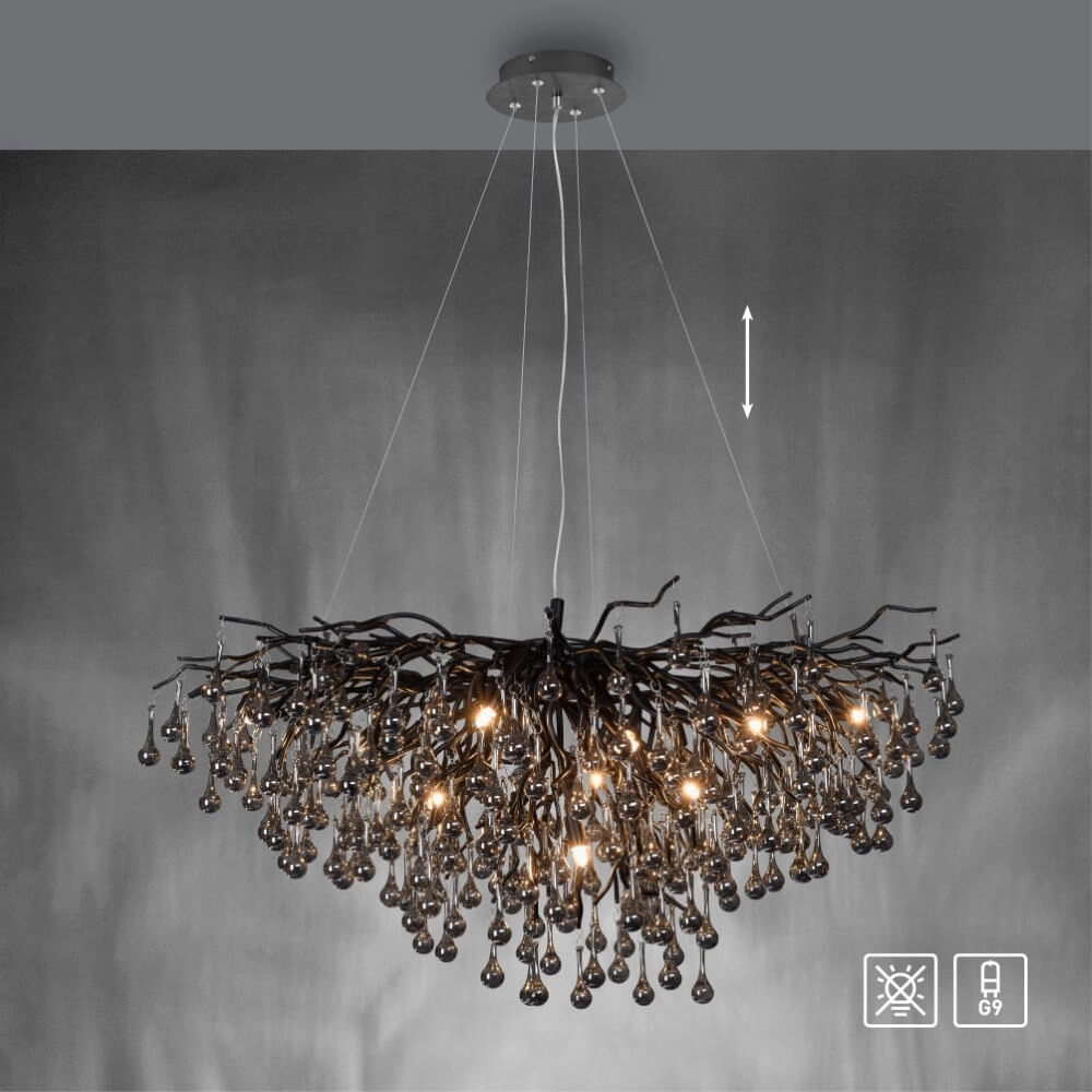 Unieke kroonluchter Icicle zwart Paul Neuhaus 4012248377567