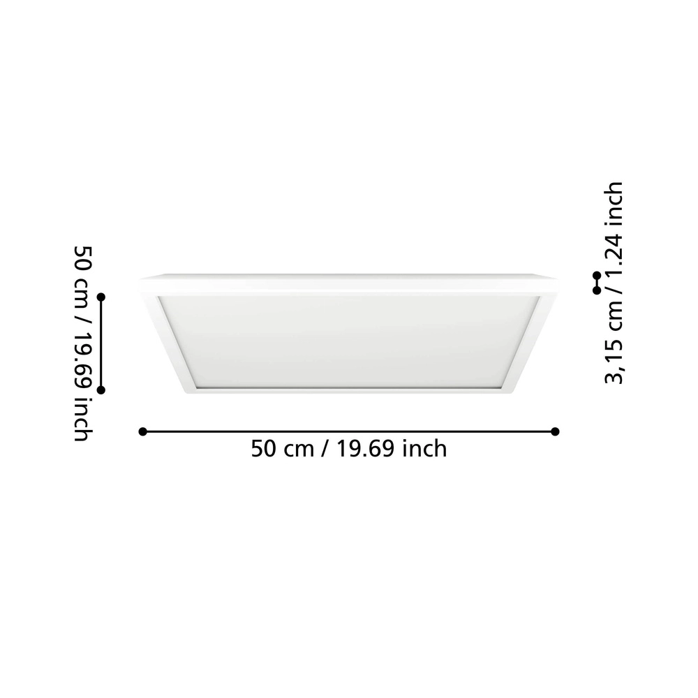 Badkamer lamp met remote Rovito-R vierkant - wit - 50x50cm Eglo 9008606330058