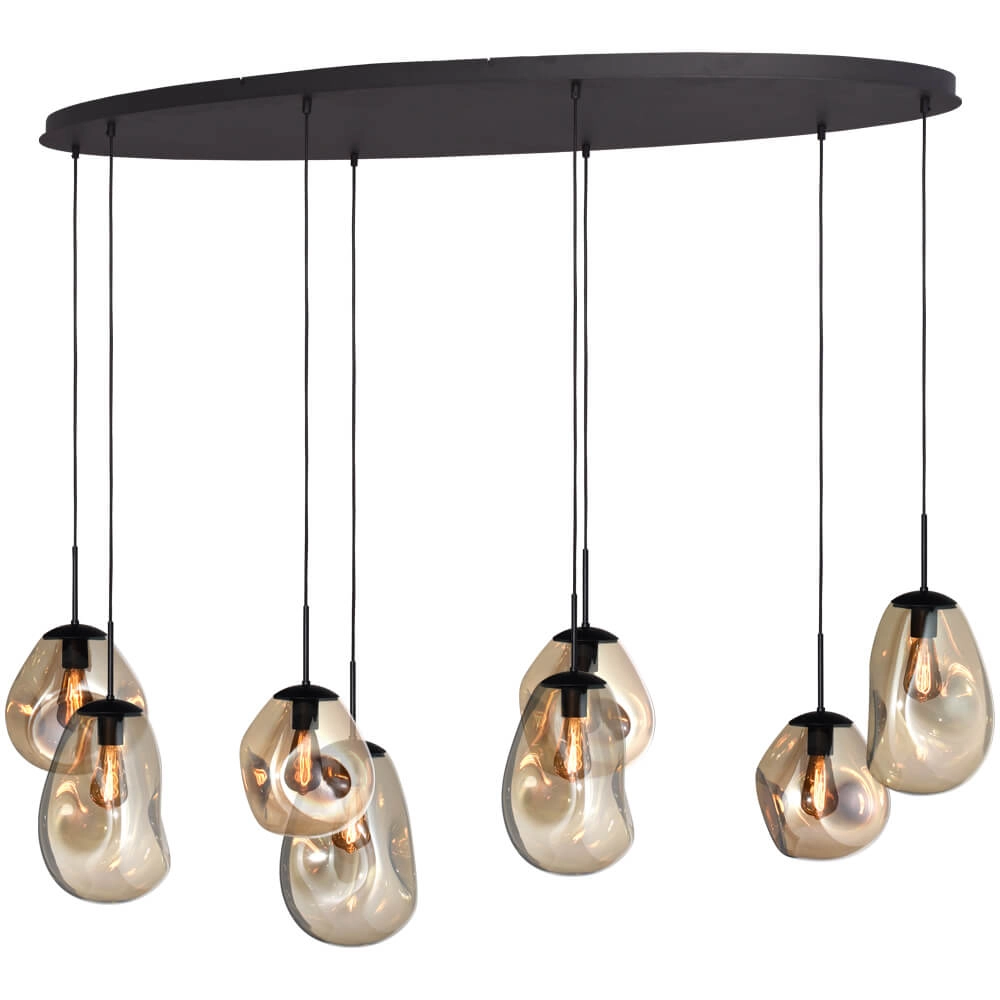 Hanglamp Lava Oval 8x goud glas